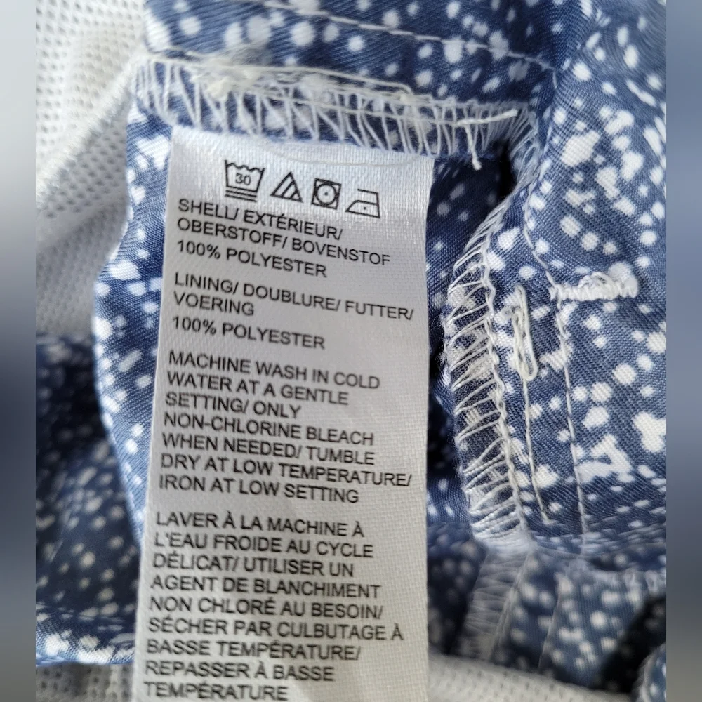 Black Brown 1826 Men's Swim Trunks Blue & White Print Pockets Lined Size…